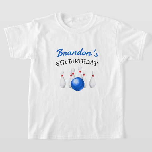 Fun Red and Blue Bowling Kindergeburtstag T-Shirt (Ablage )