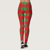 Fun Red and Green Bow Weihnachten Leggings (Rückseite)