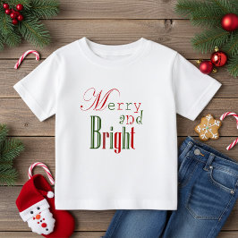 Fun Red and Green Merry and Bright Baby Christmas Baby T-shirt