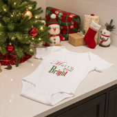 Fun Red and Green Merry and Bright First Christmas Baby Strampler