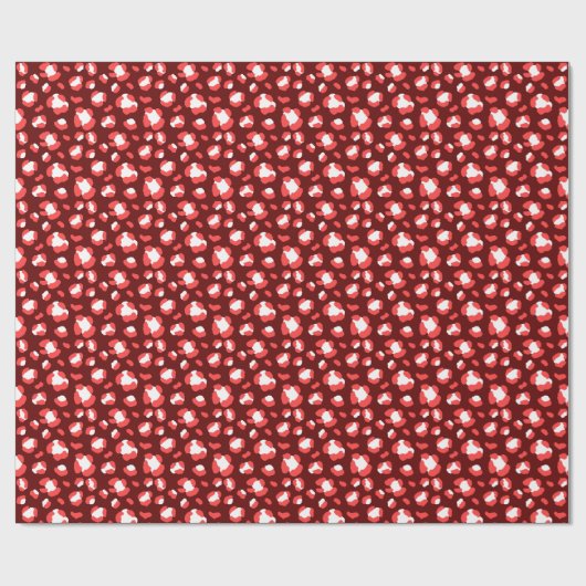 Fun Red and White Christmas Leopard Print Geschenkpapier (Flach)