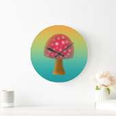 Fun Red and White Mushroom Art Große Wanduhr (Zuhause)