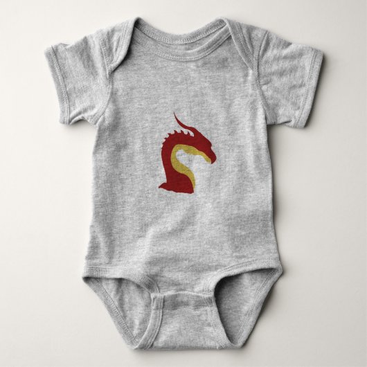 Fun Red and Yellow Simple Fantasy Dragon Emblem Baby Strampler (Vorderseite)