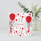 Fun Red Balloons Special Party Event Einladung (Stehend Vorderseite)