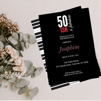 Fun Red & Black 50 Etwas und Fantastisches Einladung