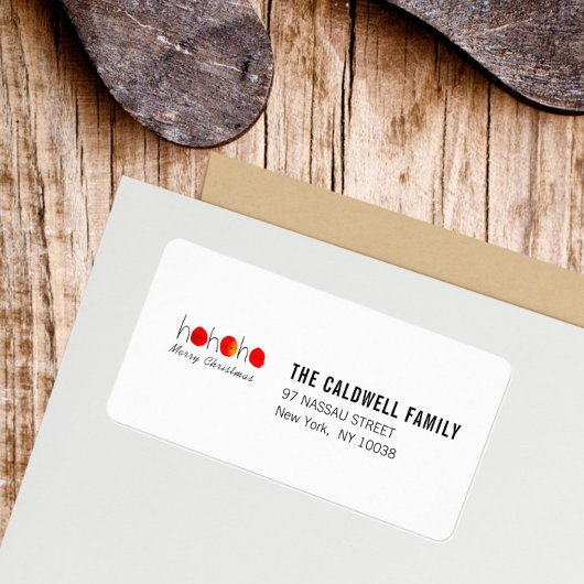 Fun Red & Black Ho Ho Ho Weihnachten Adressaufkleber