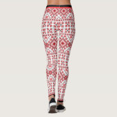 Fun Red Black Nordic Fair Isle Snowflake Motif Leggings (Rückseite)