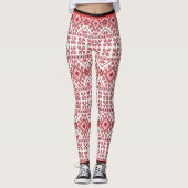 Fun Red Black Nordic Fair Isle Snowflake Motif Leggings (Vorderseite)