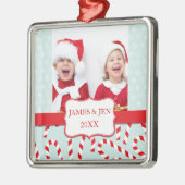 FUN RED BLUE MERRY CHRISTMAS FOTO ORNANATION SILBERNES ORNAMENT (Links)