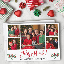 Fun Red Calligraphy 5 Foto Feliz Navidad Feiertagskarte