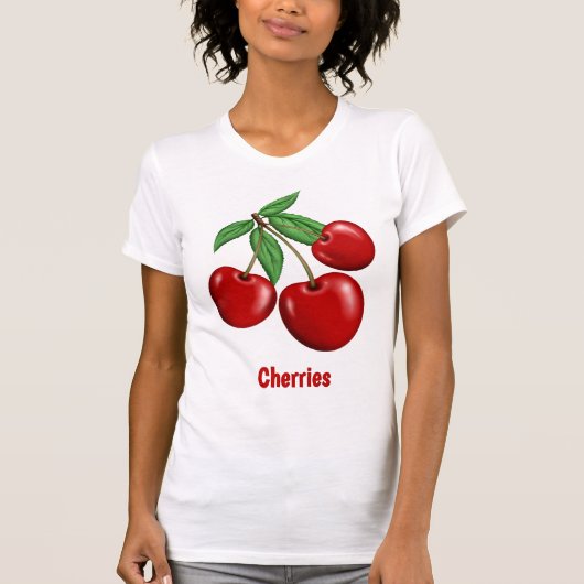 Fun Red Cherries Design Personalisiert T-Shirt (Vorderseite)