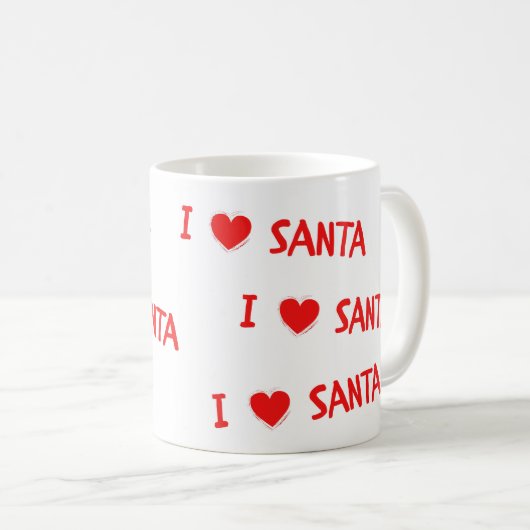 Fun Red Christmas I Liebe Santa Heart Kaffeetasse (VorderseiteRechts)