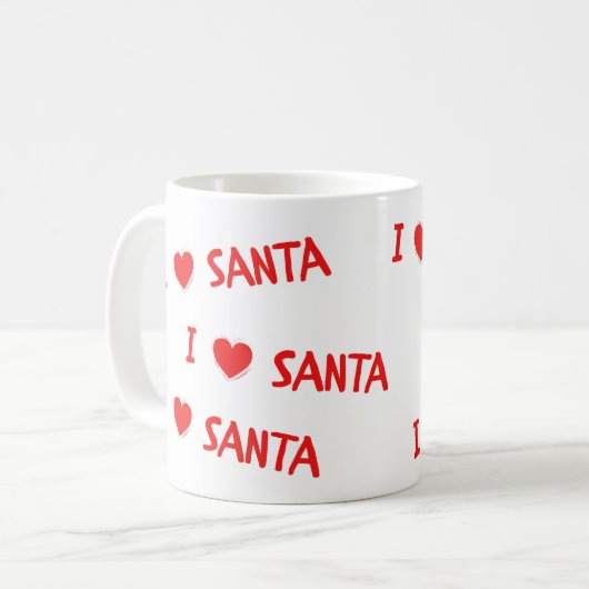 Fun Red Christmas I Liebe Santa Heart Kaffeetasse (Vorderseite Links)