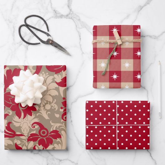 Fun Red Christmas Mix Geschenkpapier Set (Vorderseite)
