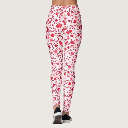 Fun Red Confetti Herz Muster Leggings (Rückseite)
