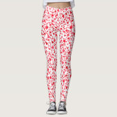 Fun Red Confetti Herz Muster Leggings (Vorderseite)