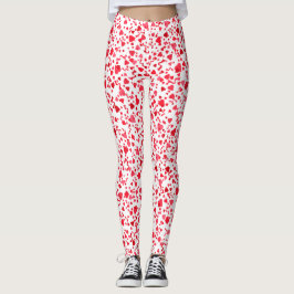 Fun Red Confetti Herz Muster Leggings