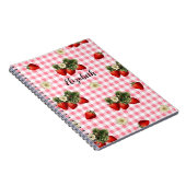 Fun Red Gingham Strawberry Individuelle Name Notizblock (Rechte Seite)
