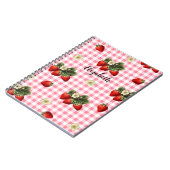 Fun Red Gingham Strawberry Individuelle Name Notizblock (Linke Seite)