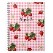 Fun Red Gingham Strawberry Individuelle Name Notizblock (Vorderseite)