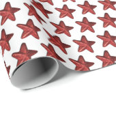 Fun Red Glitzer Star Pattern auf Weiß Geschenkpapier (Rolleneckpunkt)