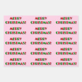 Fun Red & Green Art Deco Stil "MERRY CHRISTMAS!" Geschenkpapier Set (Vorderseite 2)