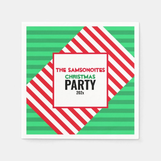 Fun Red & Green Christmas Party Custom Napkin Serviette (Vorderseite)