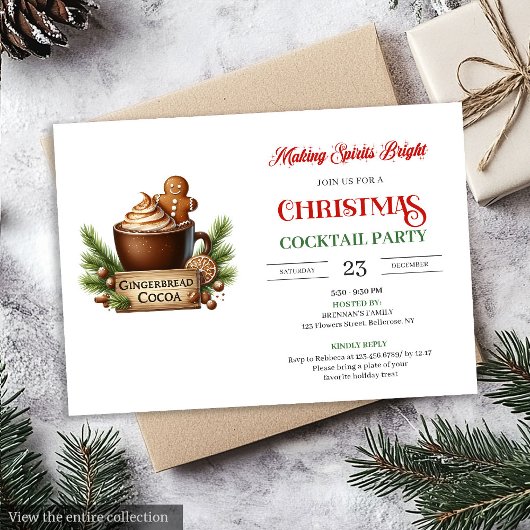 Fun Red Green Festive Cocktails Party Invitation Einladung