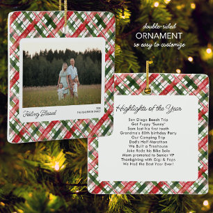 Fun Red Green Kariert Karo Weihnachten Foto Custom Keramikornament