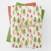 Fun Red Green Yellow Abstrakt Pine Tree Muster Geschenkpapier Set (Beispiel)