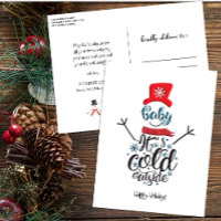 Fun Red Hat Snowman Baby Es kalt draußen Whimsical