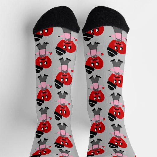 Fun Red Heart Men Valentines Crew Socks Socken (Oben)