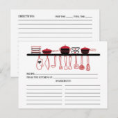 Fun Red Kitchen Gadgets Bridal Recipe Cards Postkarte (Vorne/Hinten)