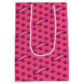 Fun Red Lips With Love On Valentine's Day Pattern Mittlere Geschenktüte (Rückseite)