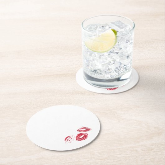 FUN! Red Lipstick Prints Napkins Runder Pappuntersetzer (Vor Ort)