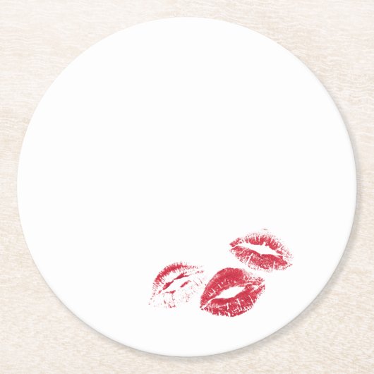FUN! Red Lipstick Prints Napkins Runder Pappuntersetzer (Vorderseite)