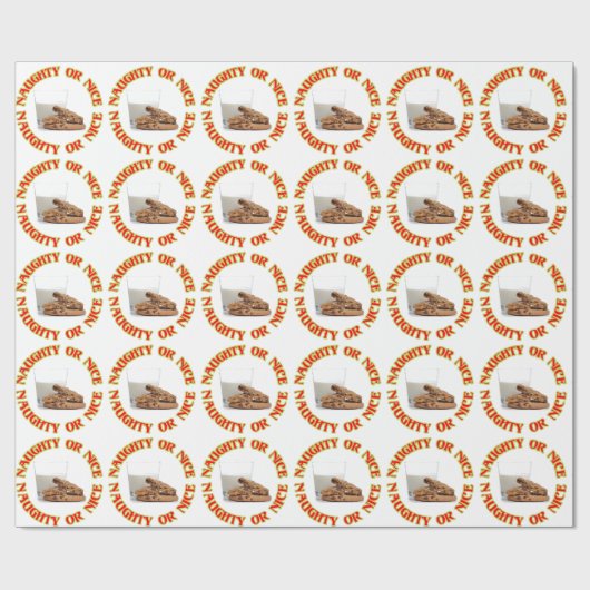 Fun Red Naughty oder Nice Milk and Cookies Gift Wr Geschenkpapier (Flach)