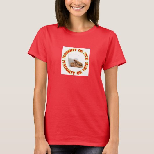 Fun Red Naughty oder Nice Milk and Cookies T - Shi T-Shirt (Vorderseite)