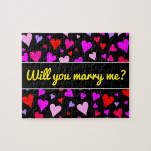 Fun Red, Pink, Lila & Magenta Herz Muster Puzzle