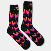 Fun Red Rooster Socks with Custom Name Socken (Rechts)