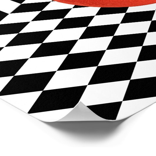 Fun Red Round Collage Black & White Streifen Poster (Ecke)