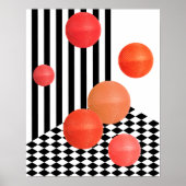 Fun Red Round Collage Black & White Streifen Poster (Vorne)