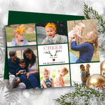 Fun Red Script CHEER Whimsical Rentier Foto