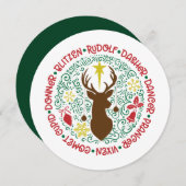 Fun Red Script Santa Reindeer Name Weihnachten (Vorne/Hinten)