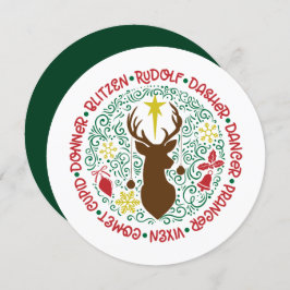 Fun Red Script Santa Reindeer Name Weihnachten
