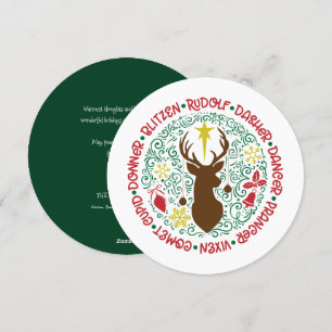 Fun Red Script Santa Reindeer Name Weihnachten