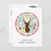 Fun Red Script Santa Reindeer Name Weihnachten (Vorne/Hinten)