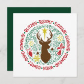 Fun Red Script Santa Reindeer Name Weihnachten (Vorne/Hinten)