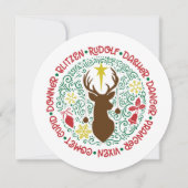 Fun Red Script Santa Reindeer Name Weihnachten (Vorderseite)