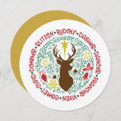 Fun Red Script Santa Reindeer Name Weihnachten (Vorne/Hinten)